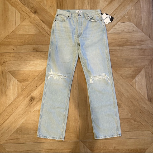 NEW WITH TAGS!  Re/Done 90’s High Rise Loose Bleach Destroyed. Size 29 - Picture 8 of 12